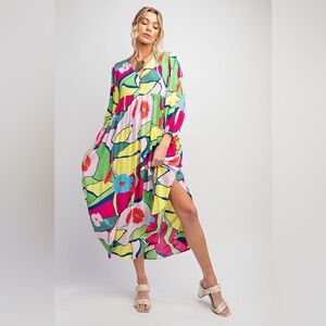 #83 New! EaselVibrant Floral Maxi Dress in Multicolor